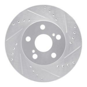 Toyota Prius Brake Rotor (1) - Front Right - R1 Concepts - Drilled & Slotted - Silver - `04-`09